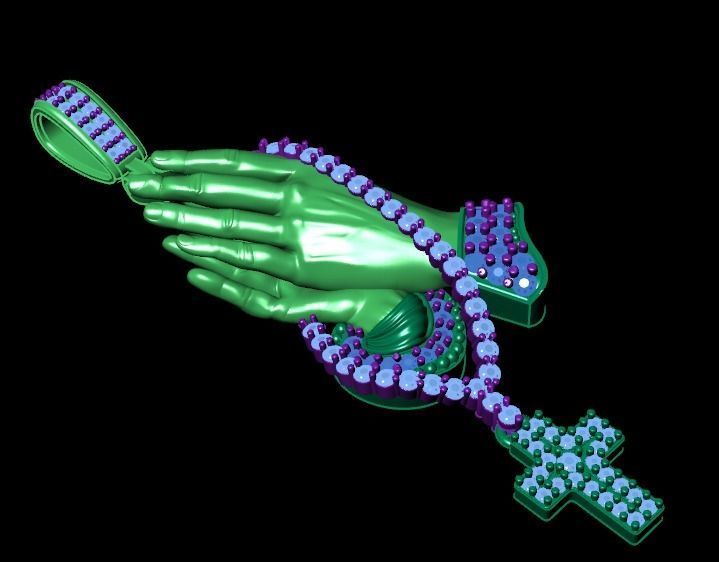 Praying Hand Cross Pendant 3D print model_18