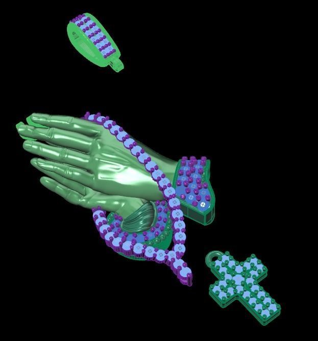 Praying Hand Cross Pendant 3D print model_14