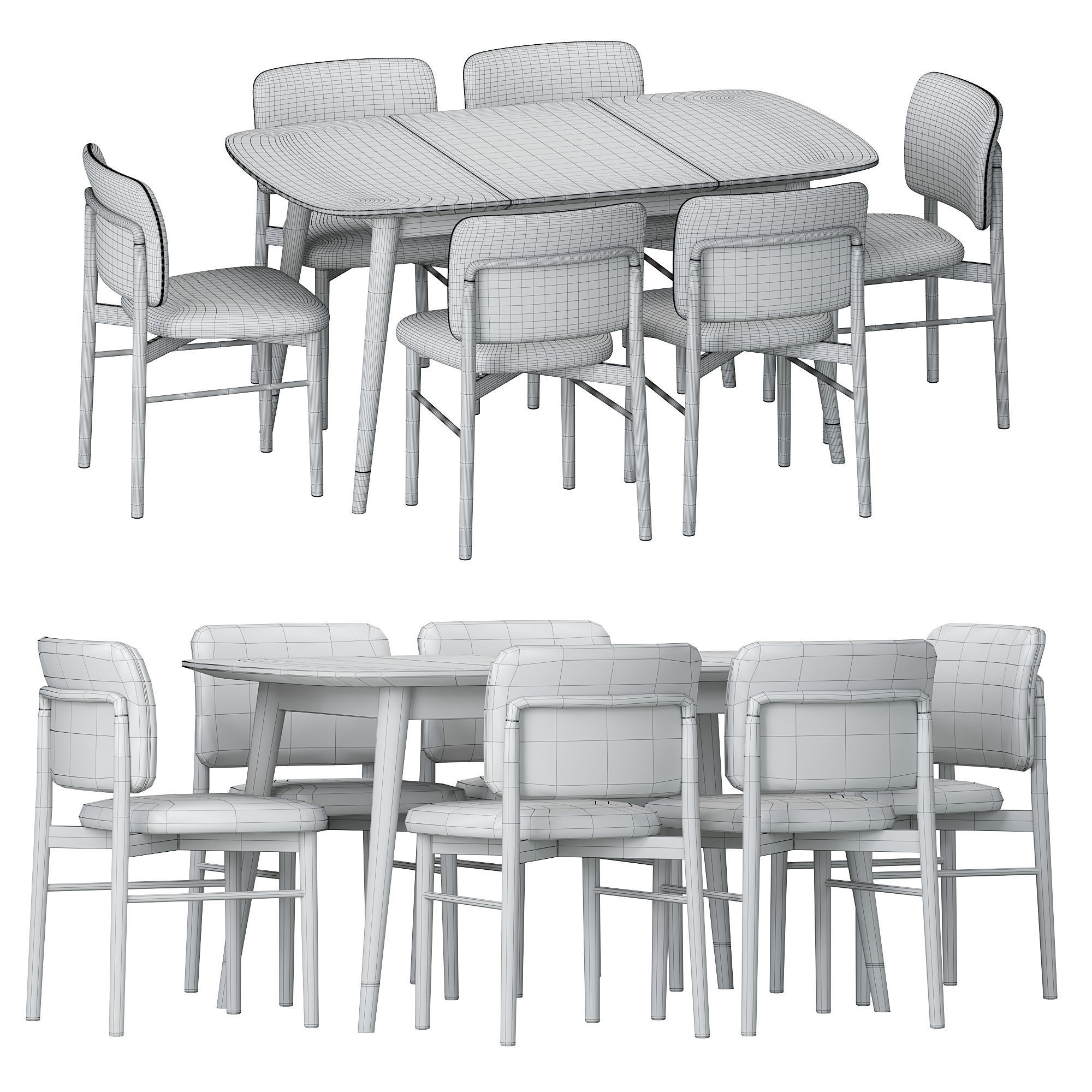 Alice Dining Chair and Clover Table 3D model_1
