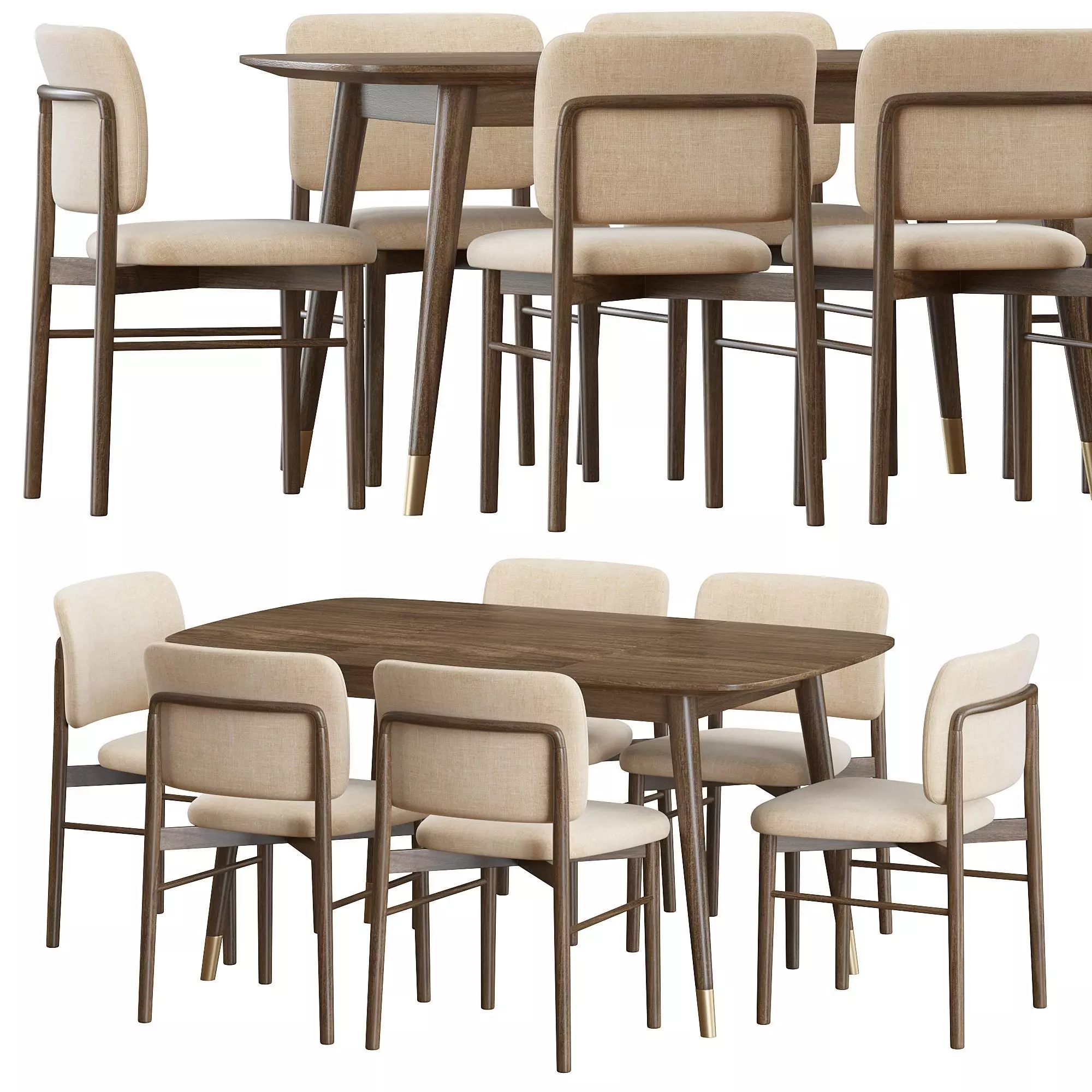 Alice Dining Chair and Clover Table 3D model_0