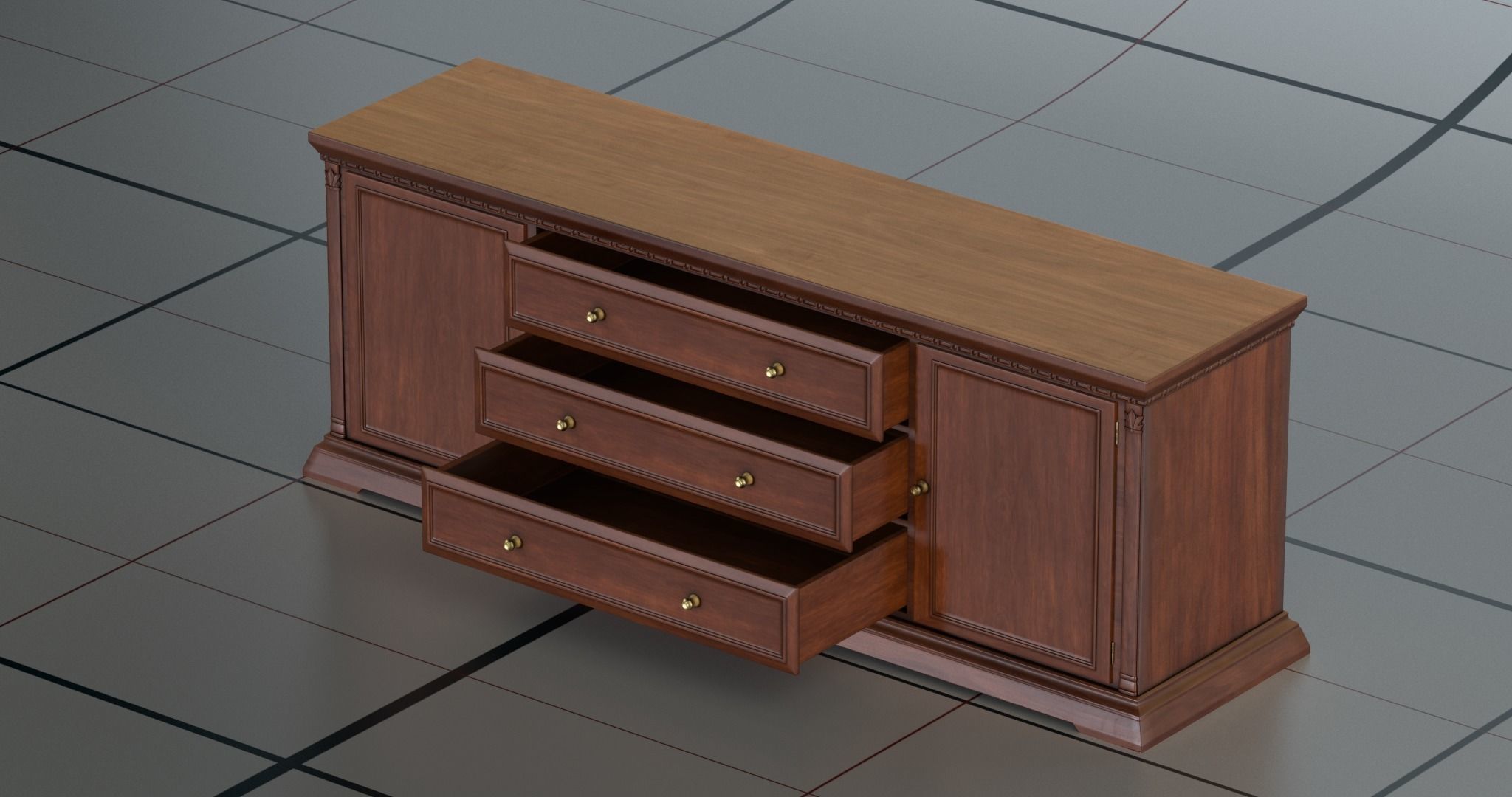 Dresser 1 PBR sideboard 3D model_7