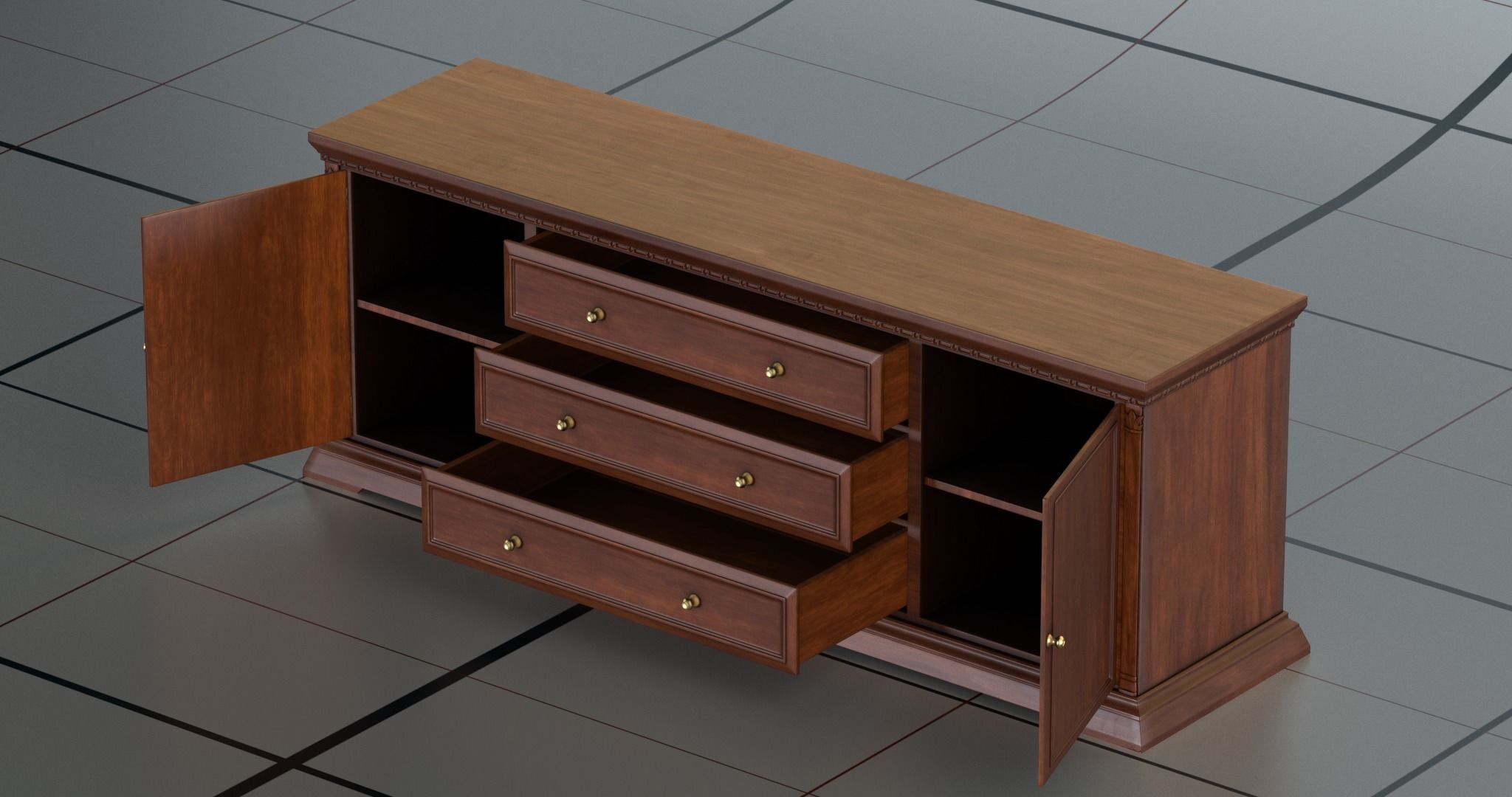 Dresser 1 PBR sideboard 3D model_8