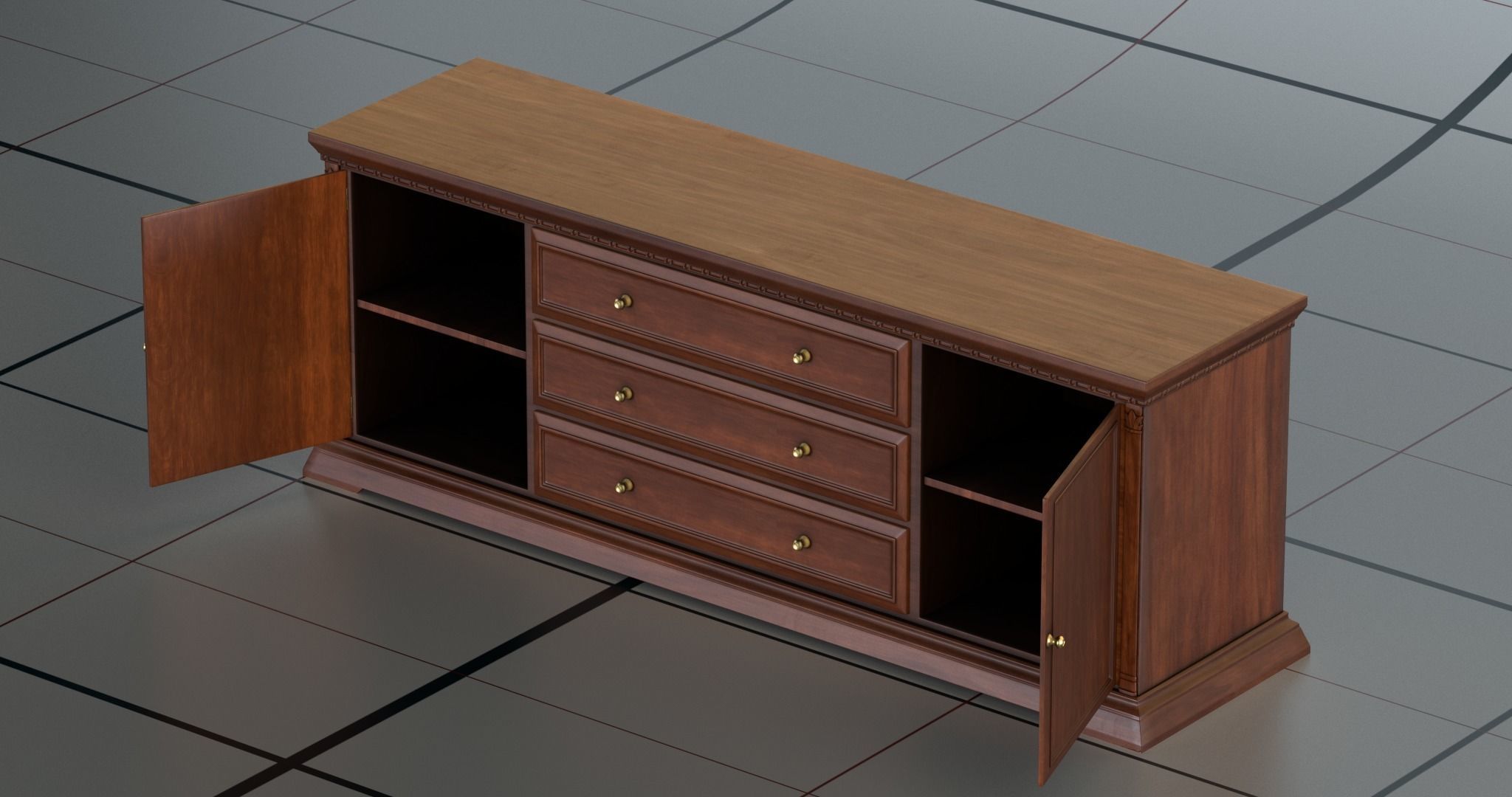 Dresser 1 PBR sideboard 3D model_6