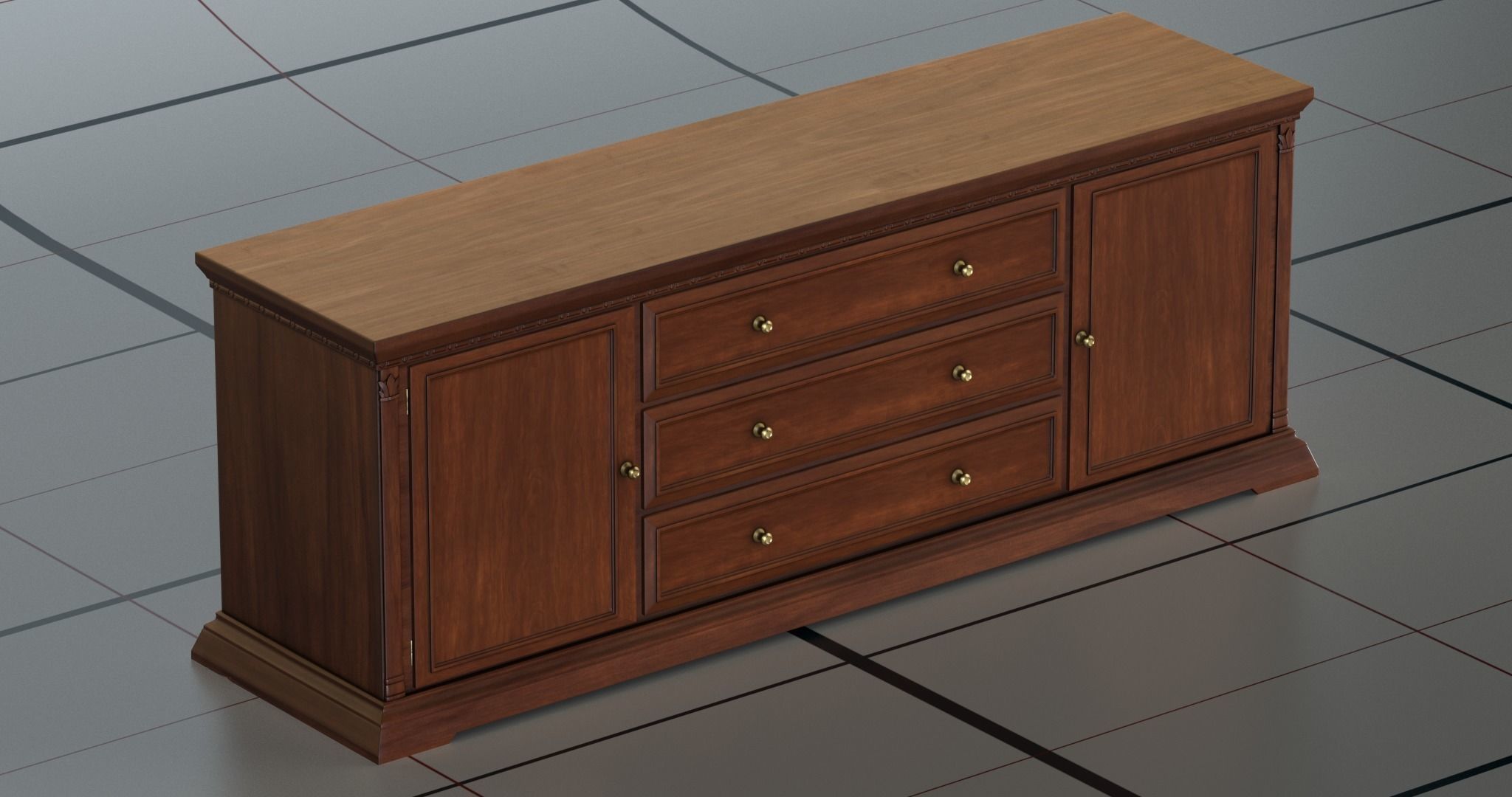 Dresser 1 PBR sideboard 3D model_2