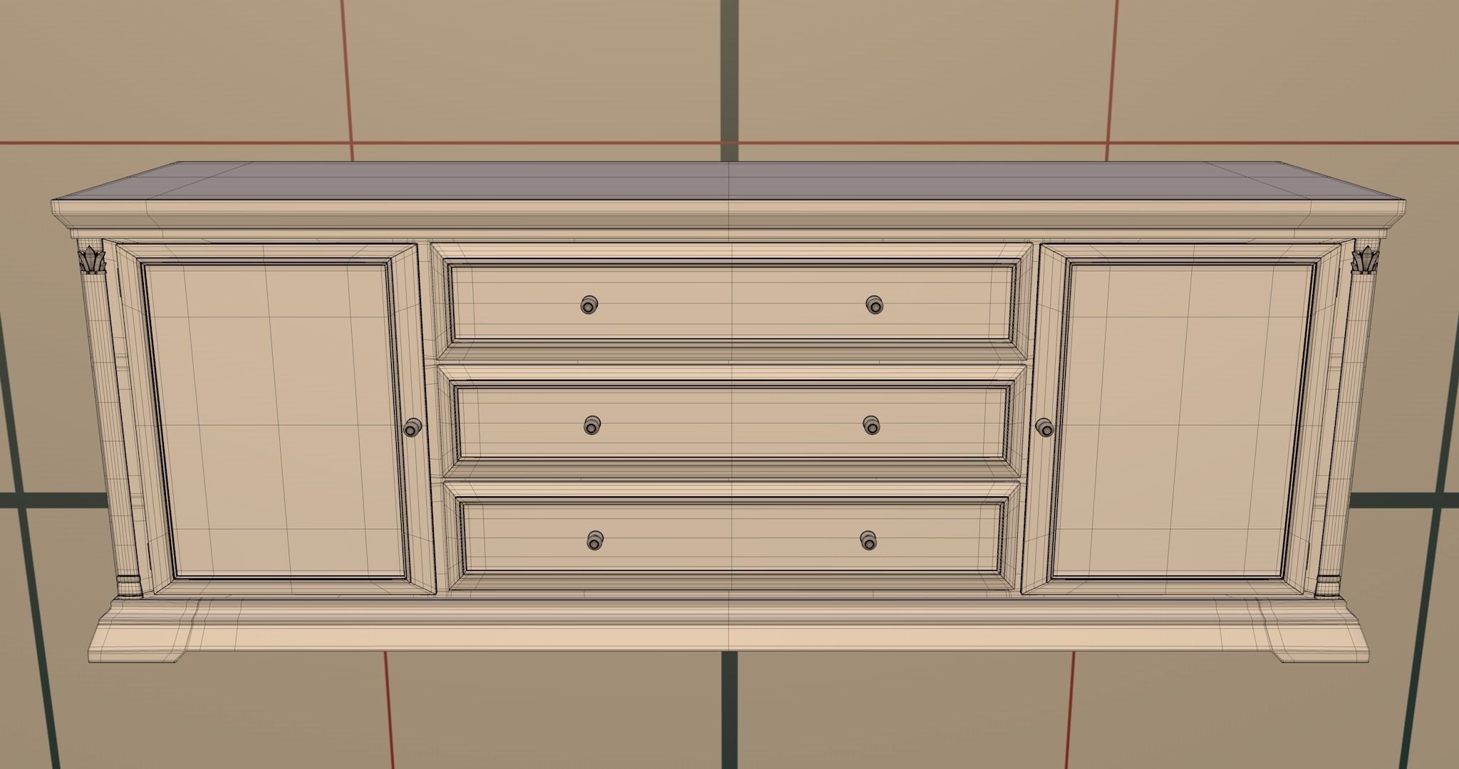 Dresser 1 PBR sideboard 3D model_12