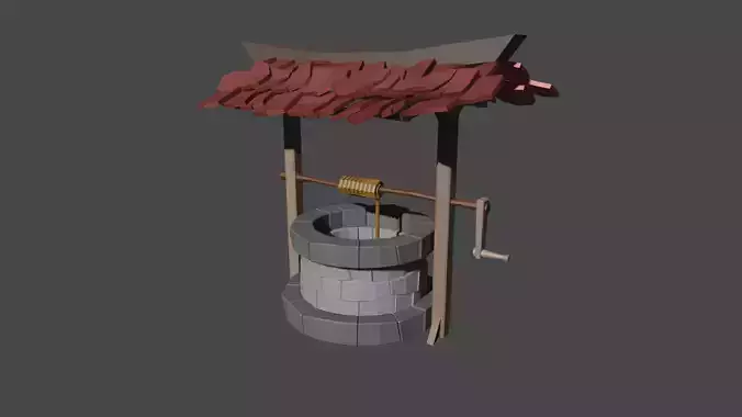 Low Poly Well water with roof