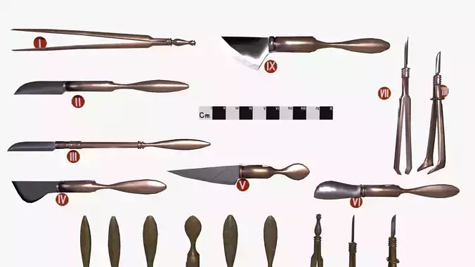 Roman medical instruments I Low-poly 3D model