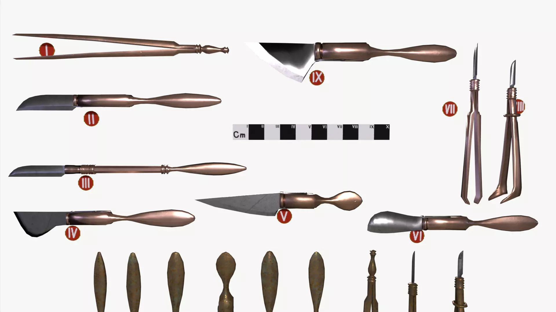 Roman medical instruments I Low-poly 3D model_0