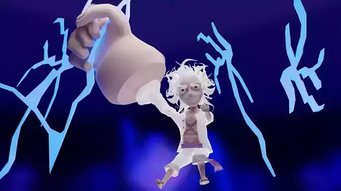 Chibi Luffy Gear 5 Low-poly 3D model Chibi Luffy Gear 5 Low-poly 3D model