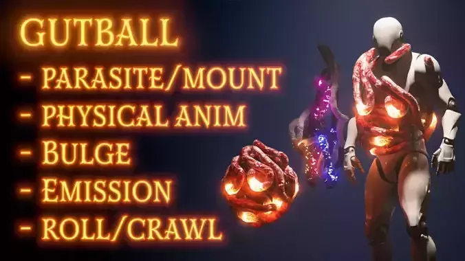 GutBall glowing ball of fire Low-poly 3D model
