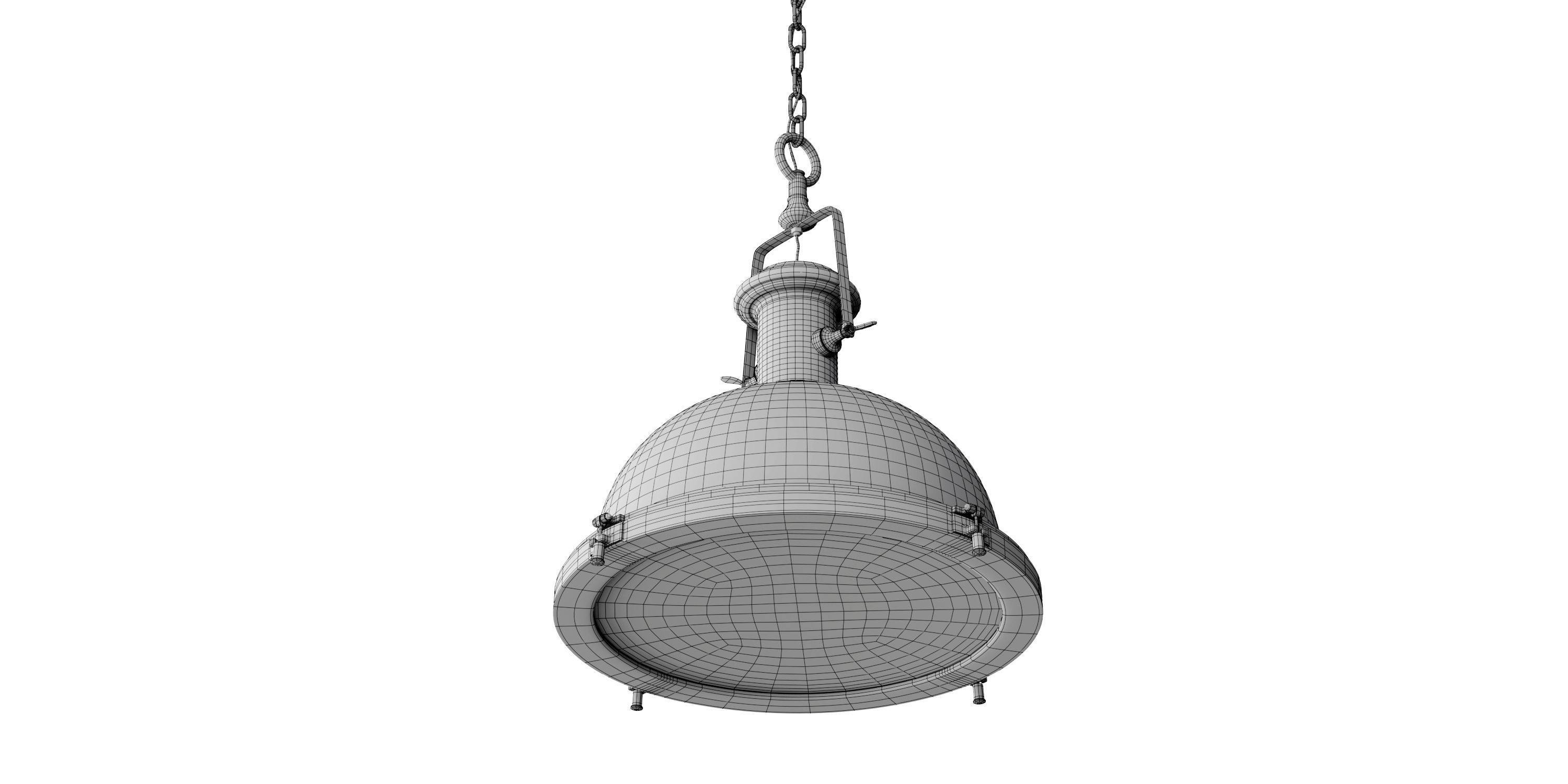 Industrial Style Metallic Ceiling Light 3D model_5