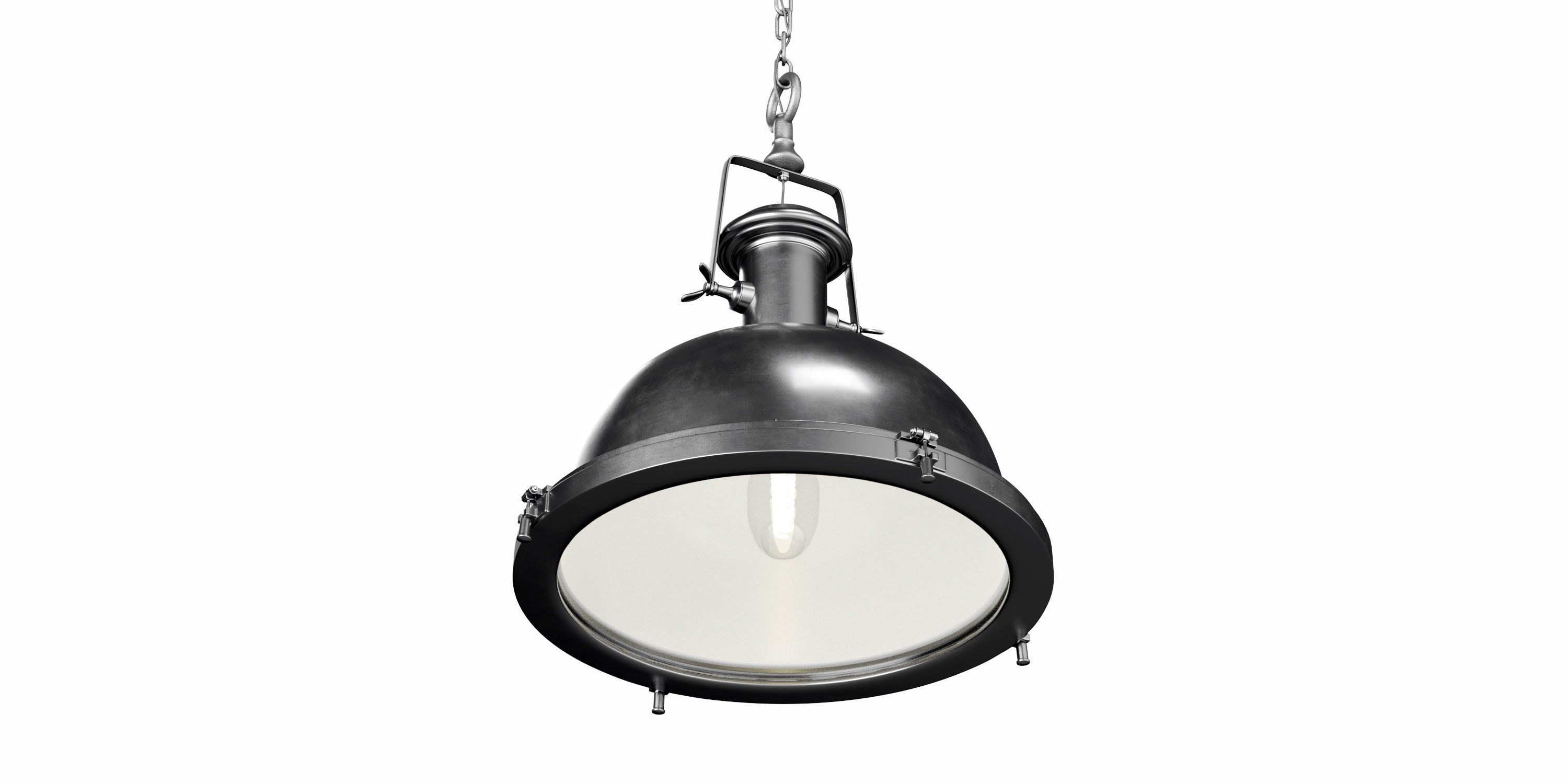 Industrial Style Metallic Ceiling Light 3D model_1