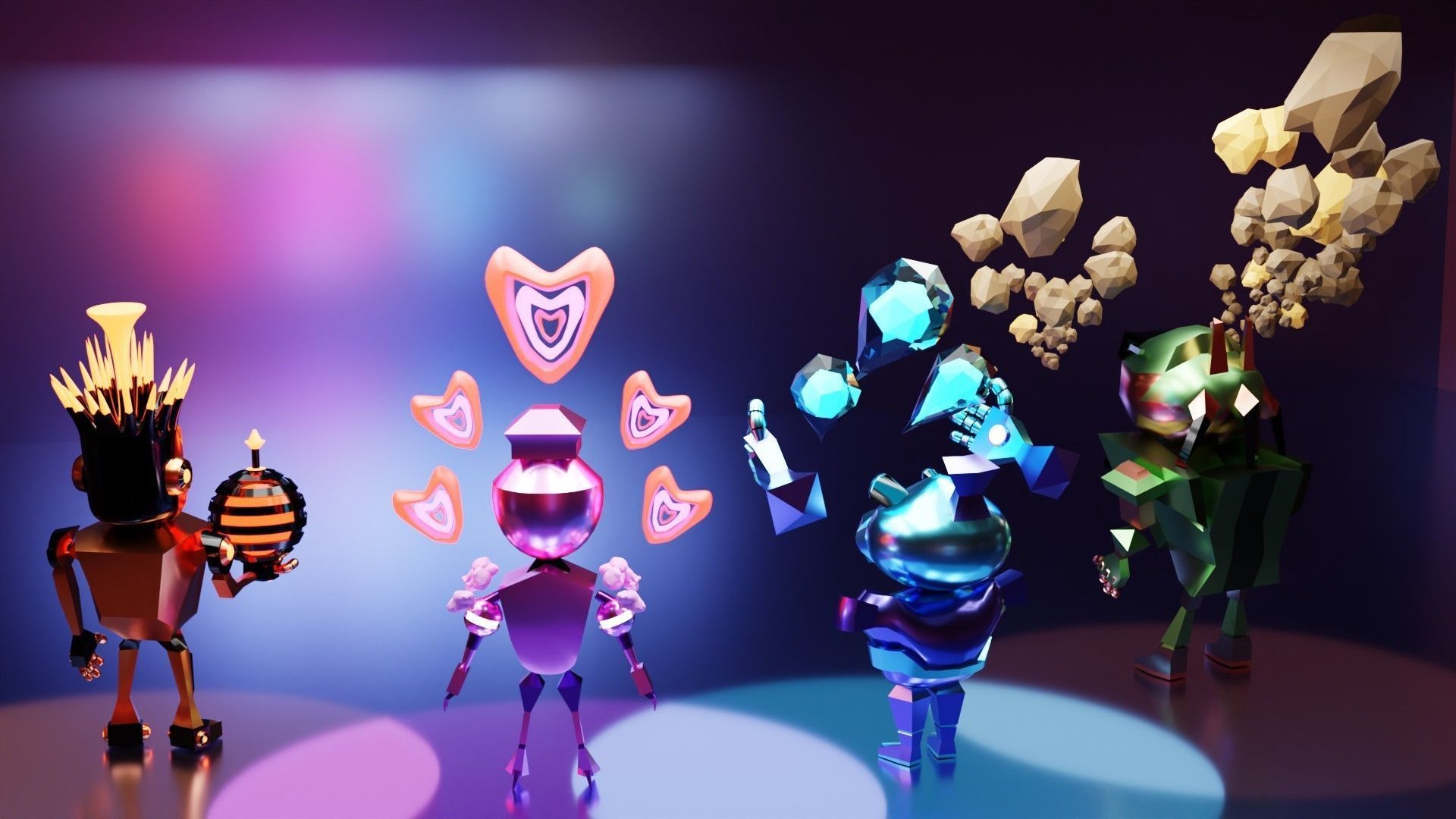 Team Villains Four Low-poly 3D model_5