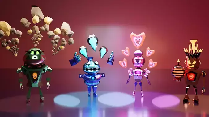 Team Villains Four Low-poly 3D model
