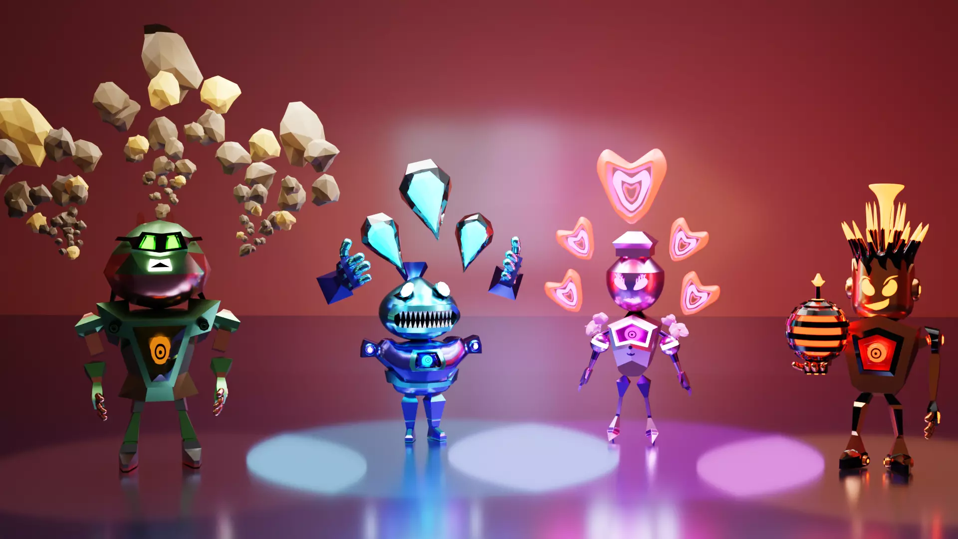 Team Villains Four Low-poly 3D model_0