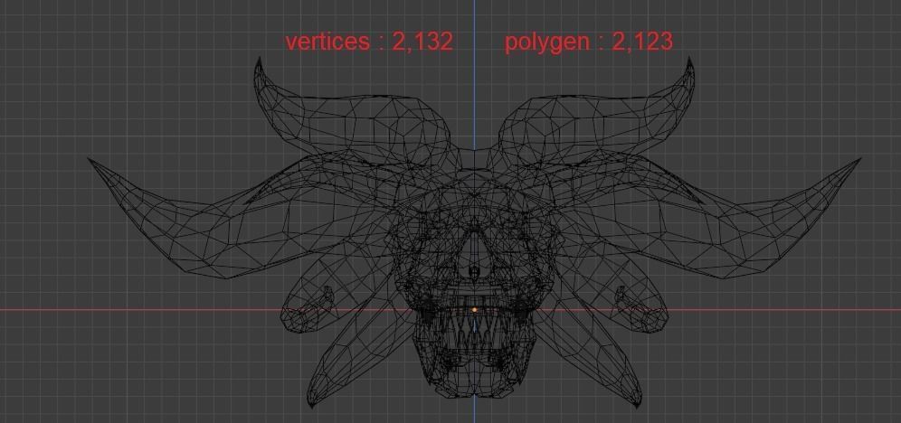 DEMON SKULL Low-poly 3D model_14