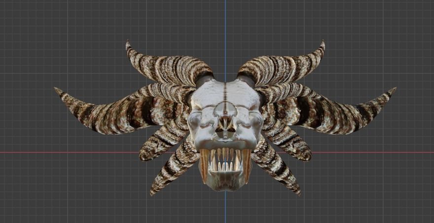 DEMON SKULL Low-poly 3D model_7