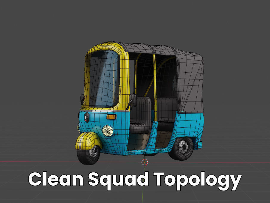 Stylized Cartoon Rickshaw TukTuk -Fully rigged  3D model_10