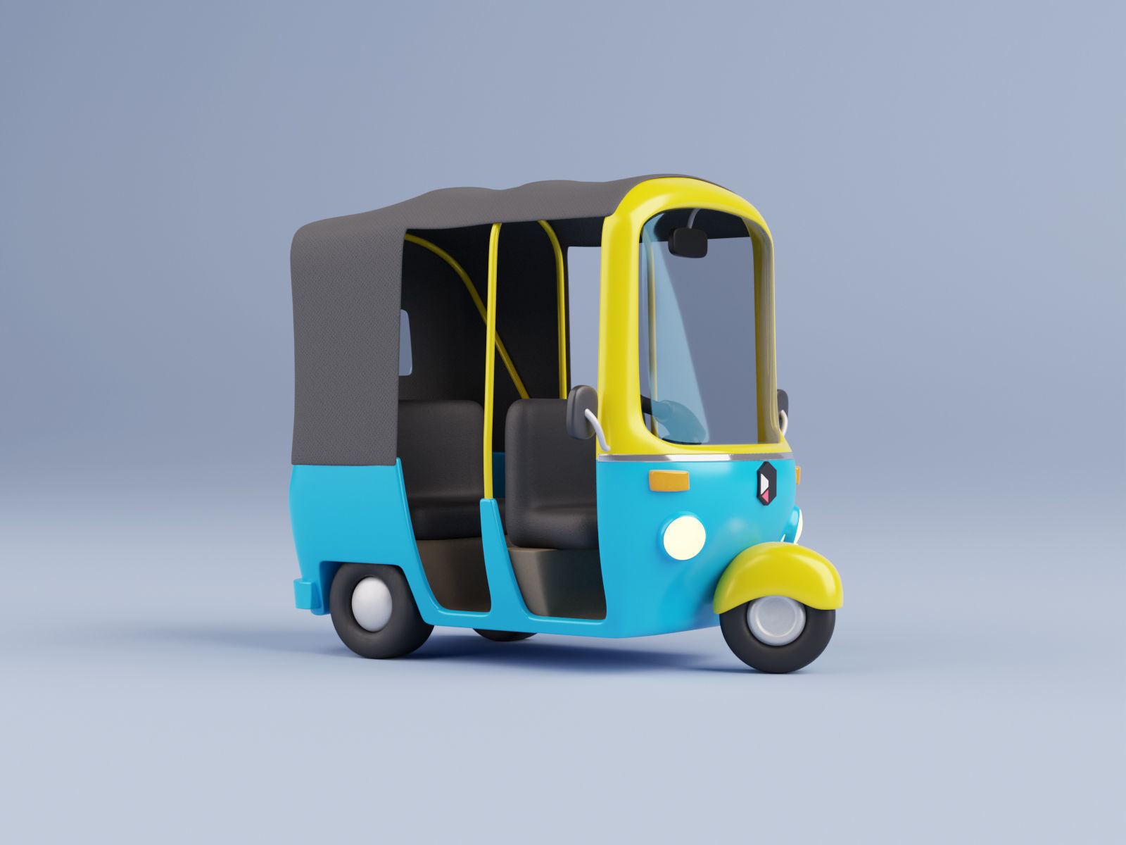 Stylized Cartoon Rickshaw TukTuk -Fully rigged  3D model_8