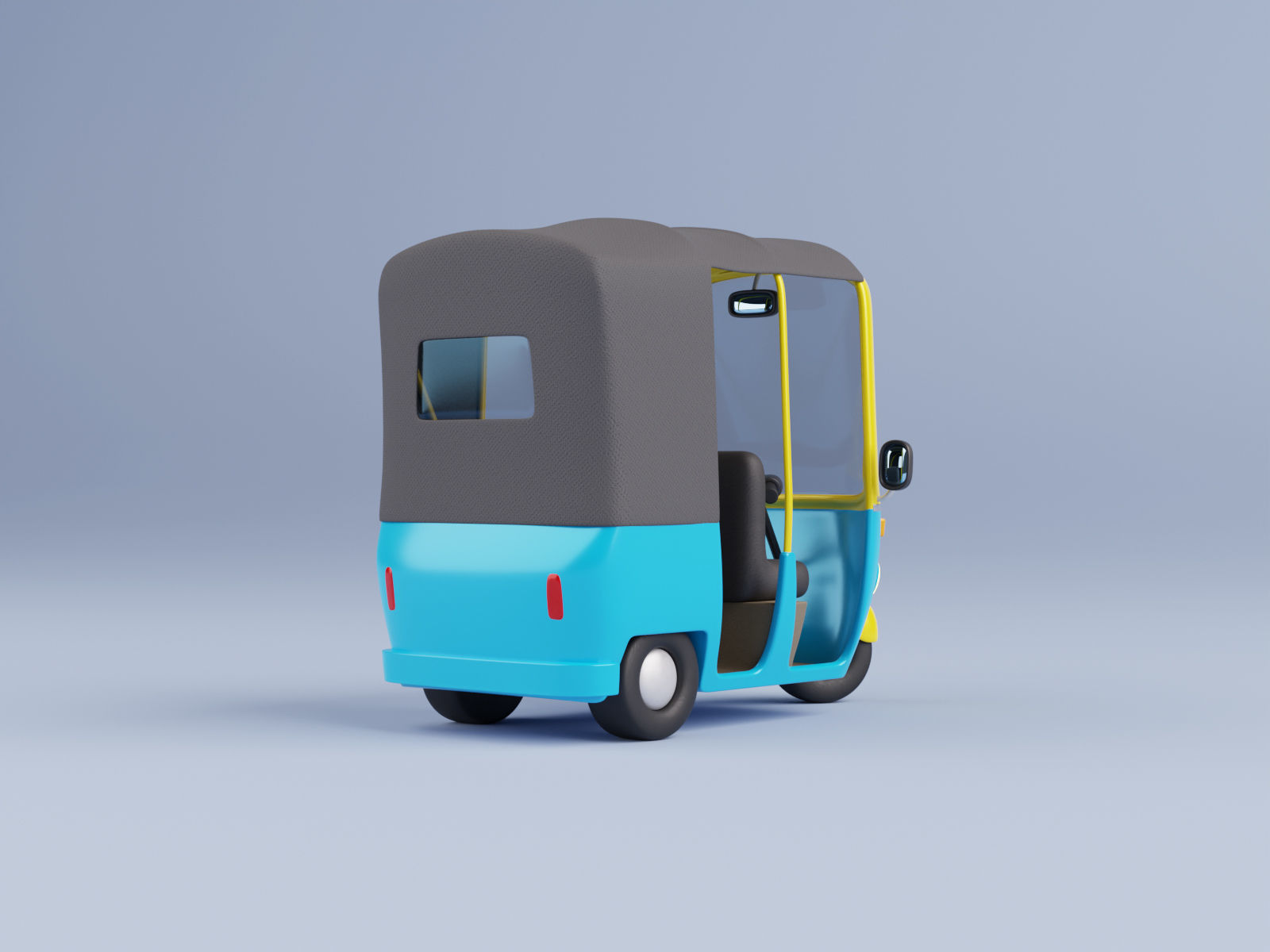 Stylized Cartoon Rickshaw TukTuk -Fully rigged  3D model_7