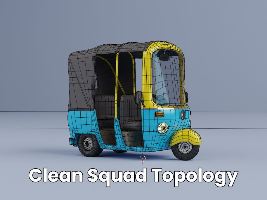 Stylized Cartoon Rickshaw TukTuk -Fully rigged  3D model_9