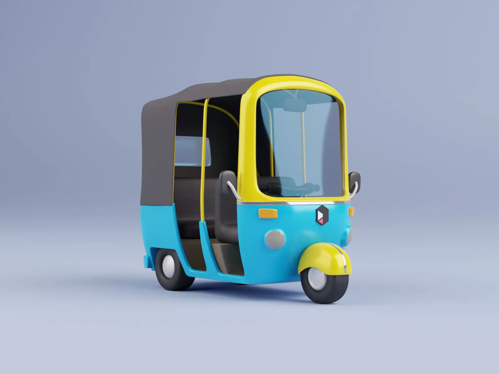 Stylized Cartoon Rickshaw TukTuk -Fully rigged  3D model_0