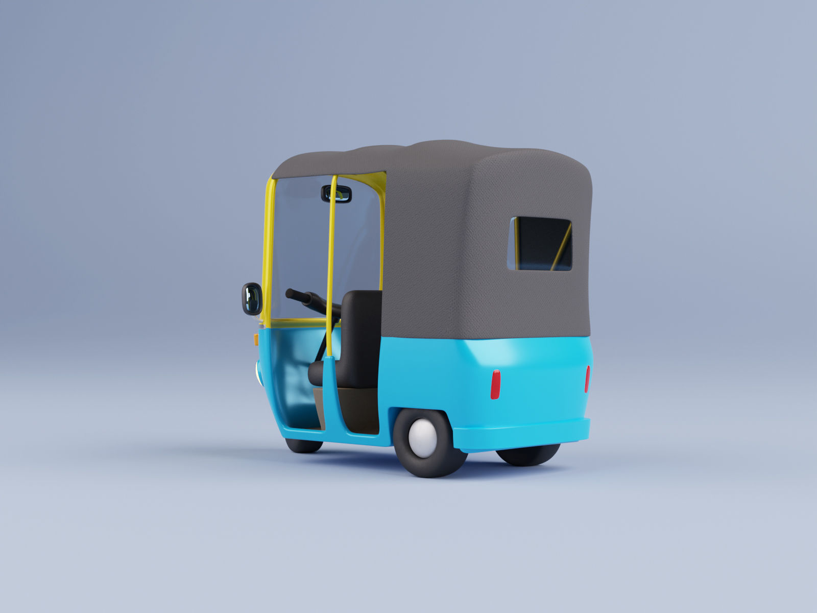 Stylized Cartoon Rickshaw TukTuk -Fully rigged  3D model_5