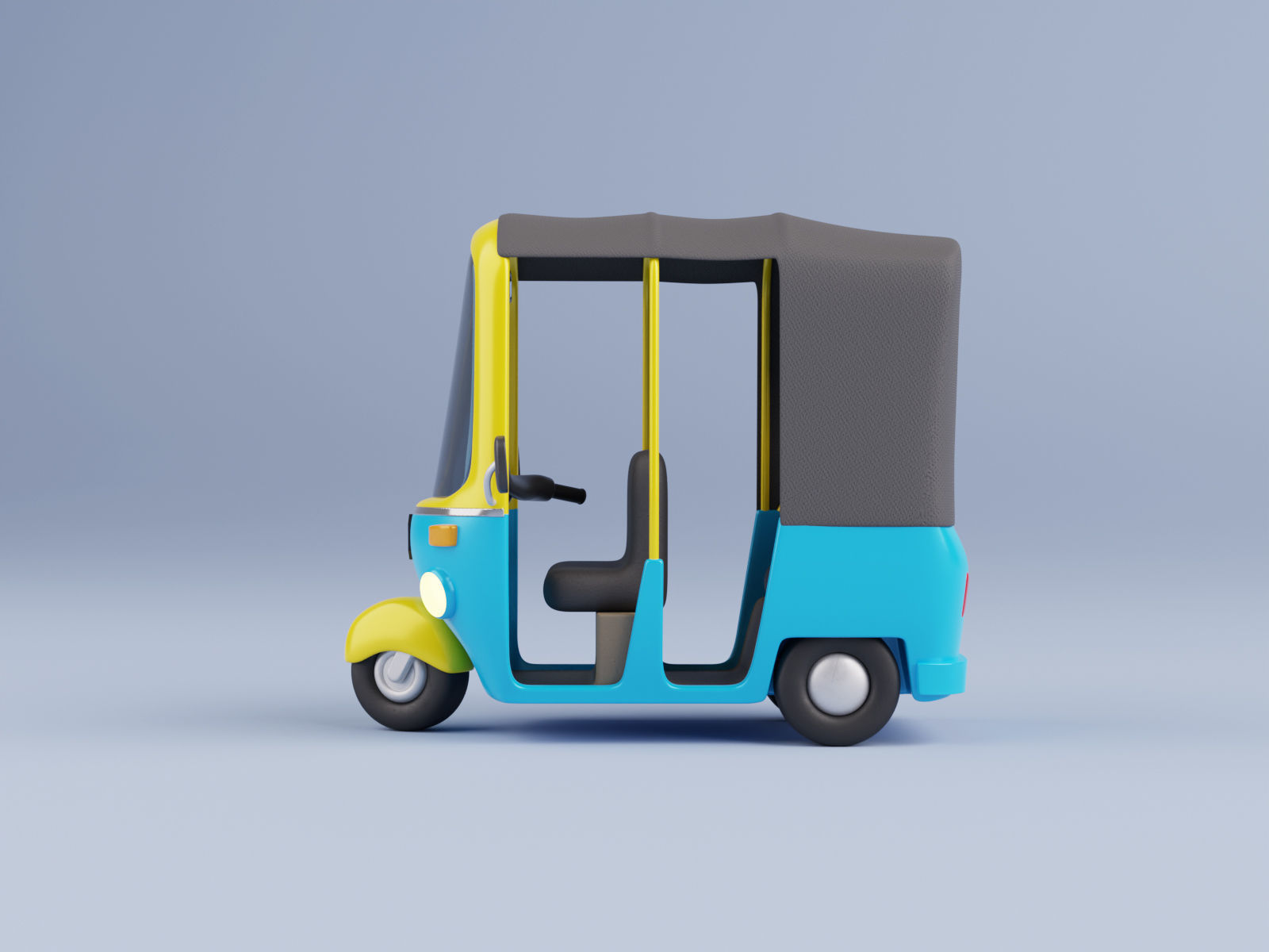 Stylized Cartoon Rickshaw TukTuk -Fully rigged  3D model_4