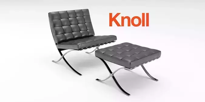 Barcelona chair with stool-ottoman 3D model