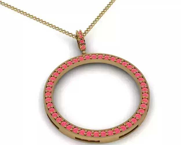 Circle Pendant with gem