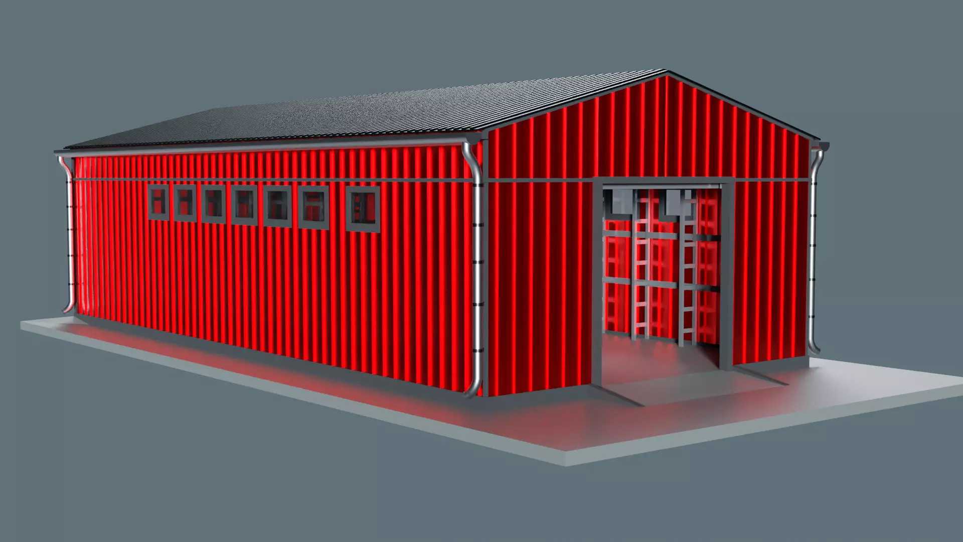 Warehouse hangar 3D model_0