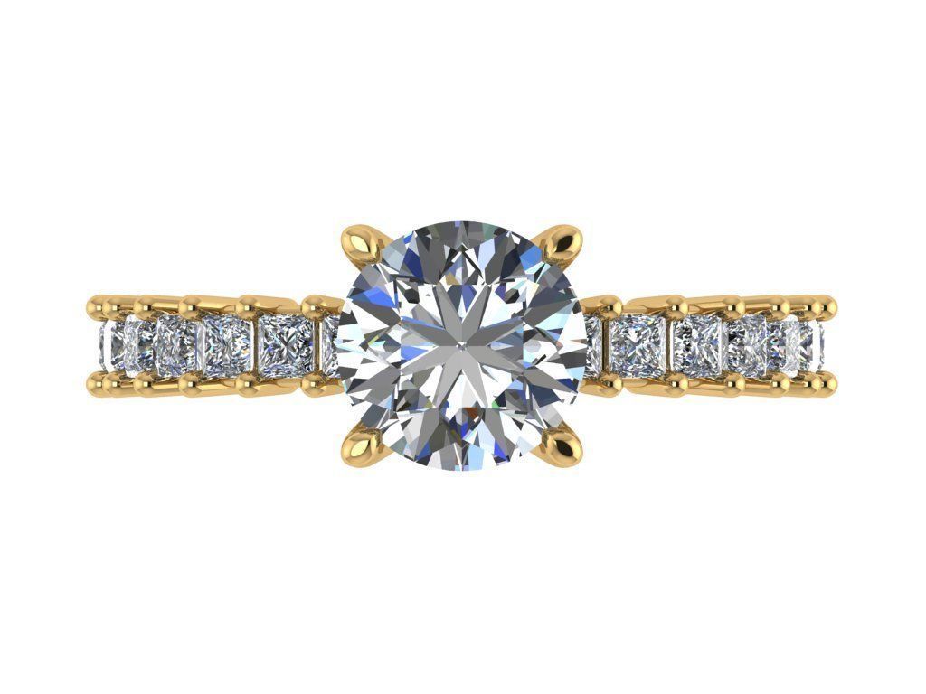 Ring457 diamond engagement ring gold 3D print model_1