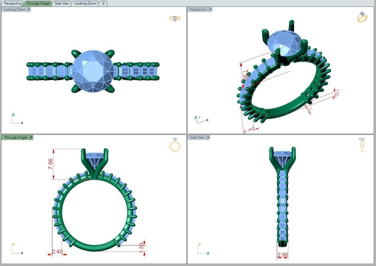 Ring457 diamond engagement ring gold 3D print model_5