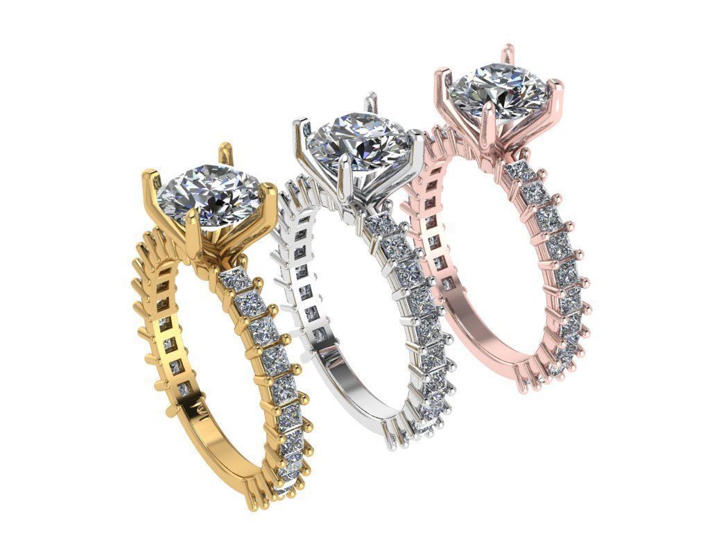 Ring457 diamond engagement ring gold 3D print model_4