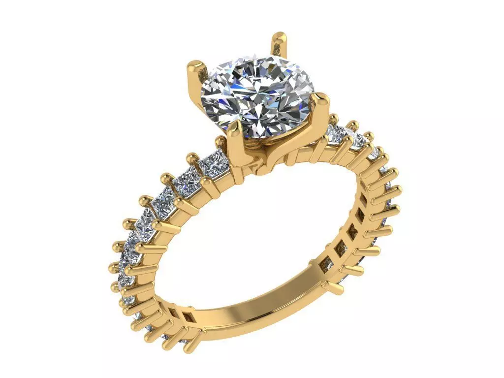 Ring457 diamond engagement ring gold 3D print model_0