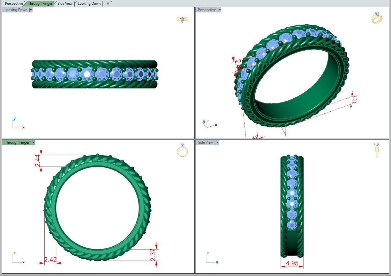 Ring459 gold ring with diamonds 3D print model_5