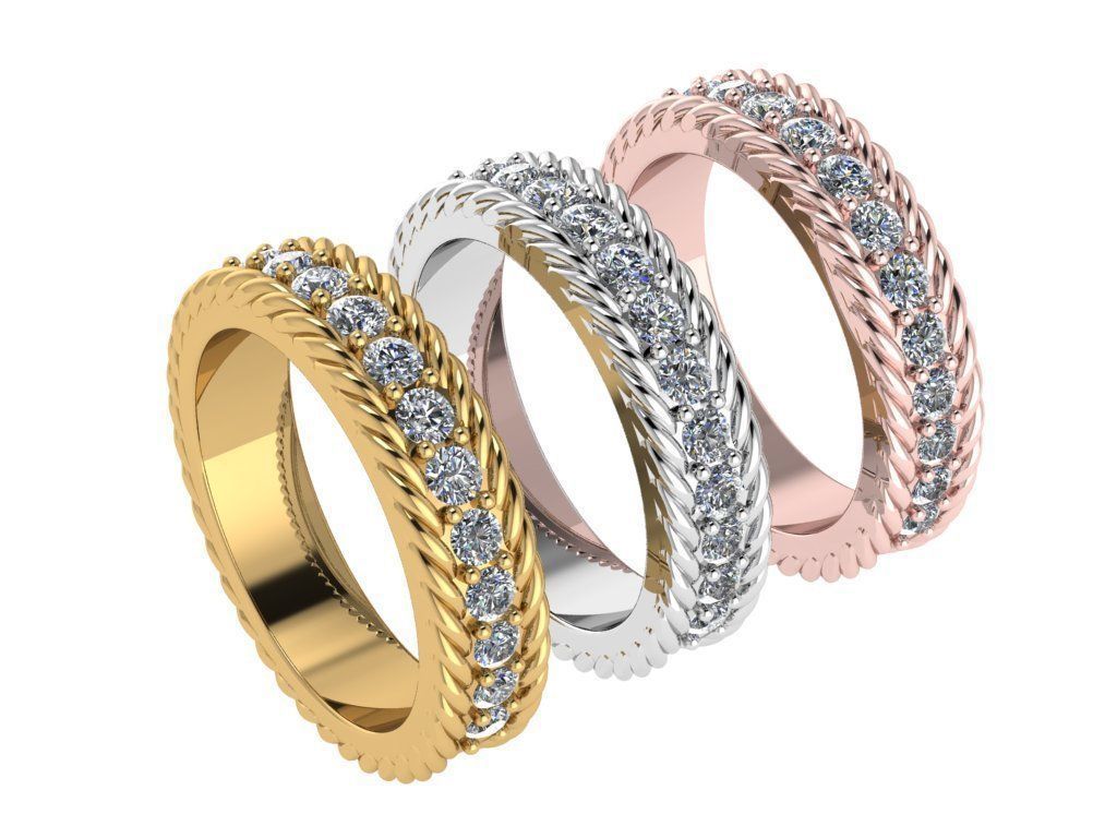 Ring459 gold ring with diamonds 3D print model_4