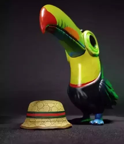Gucci hat Kawaii toucan 3D print model