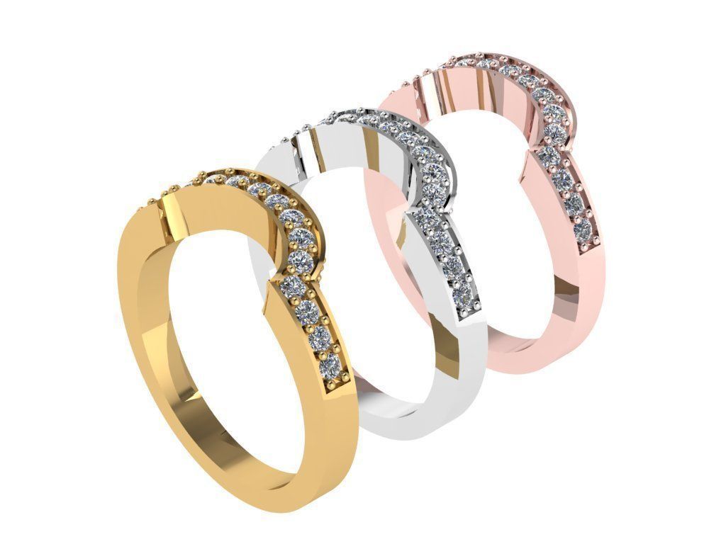Ring460 gold wedding ring with diamonds 3D print model_4