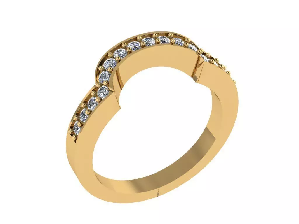 Ring460 gold wedding ring with diamonds 3D print model_0