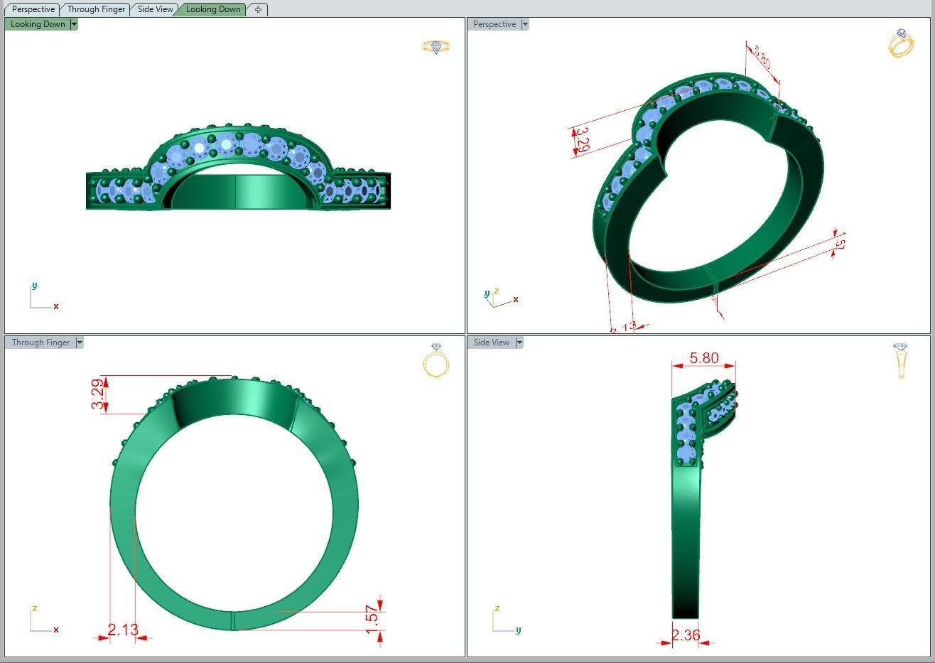 Ring460 gold wedding ring with diamonds 3D print model_5