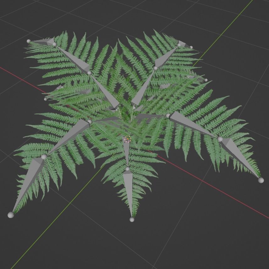 Small Fern Rigged Low-poly 3D model_8