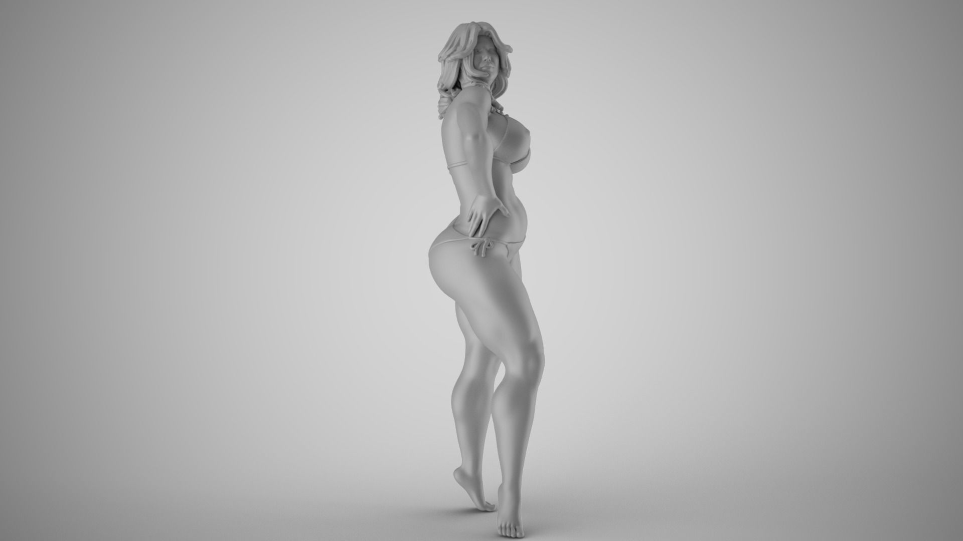 Slenderness 2 woman in bikini 3D print model_2