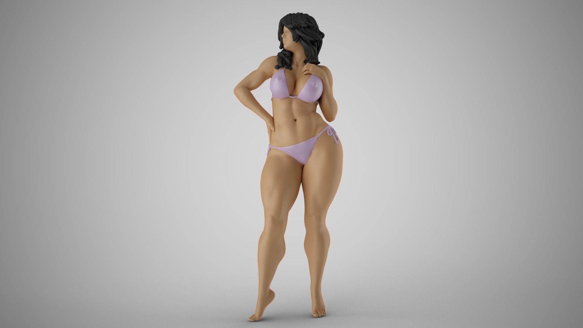 Slenderness 2 woman in bikini 3D print model_9