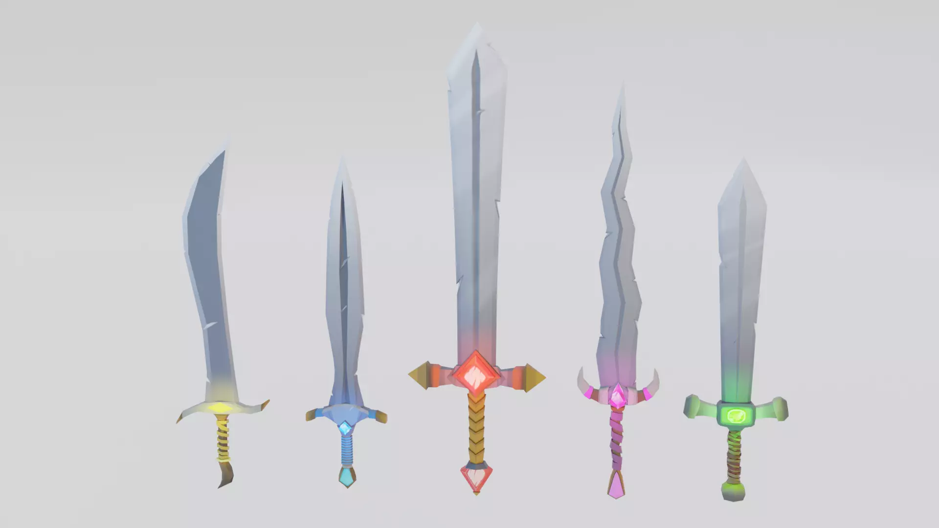 Game ready Swords mini pack Low-poly 3D model_0