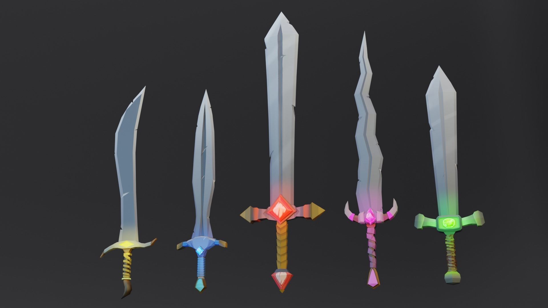 Game ready Swords mini pack Low-poly 3D model_3