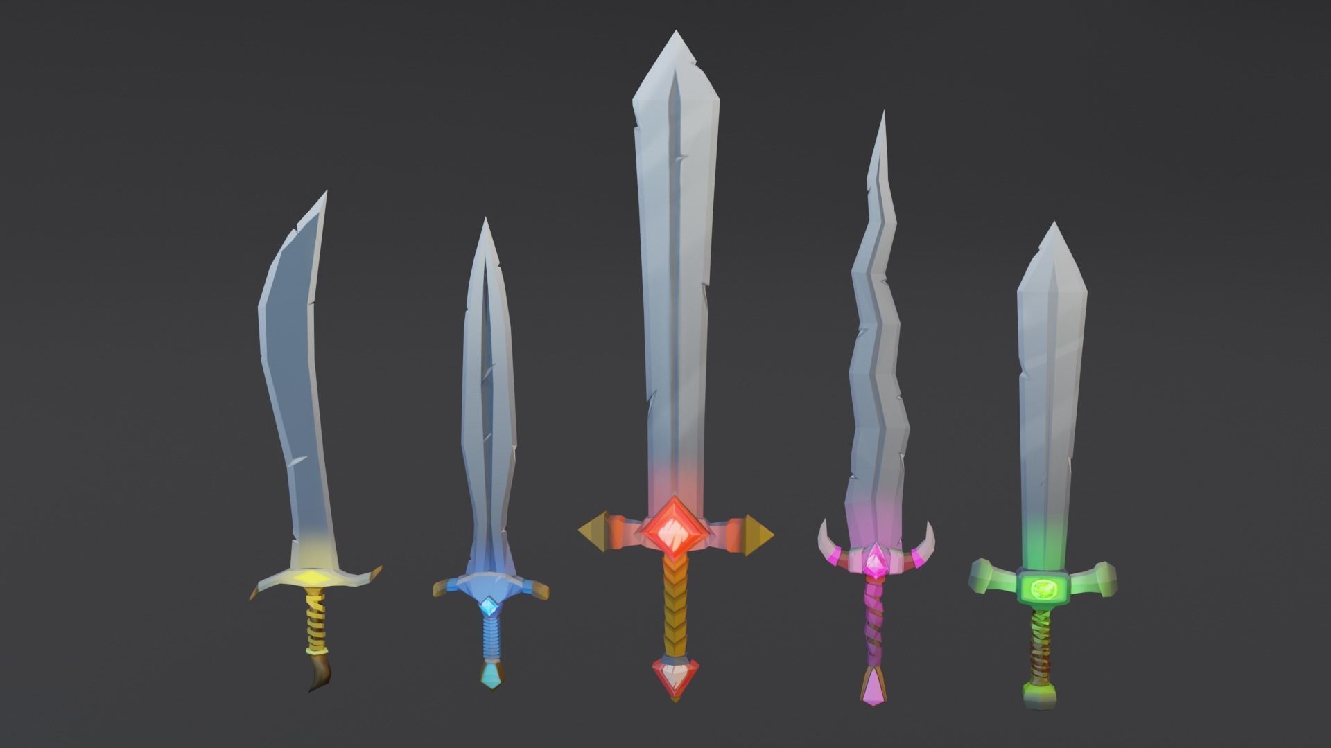 Game ready Swords mini pack Low-poly 3D model_1