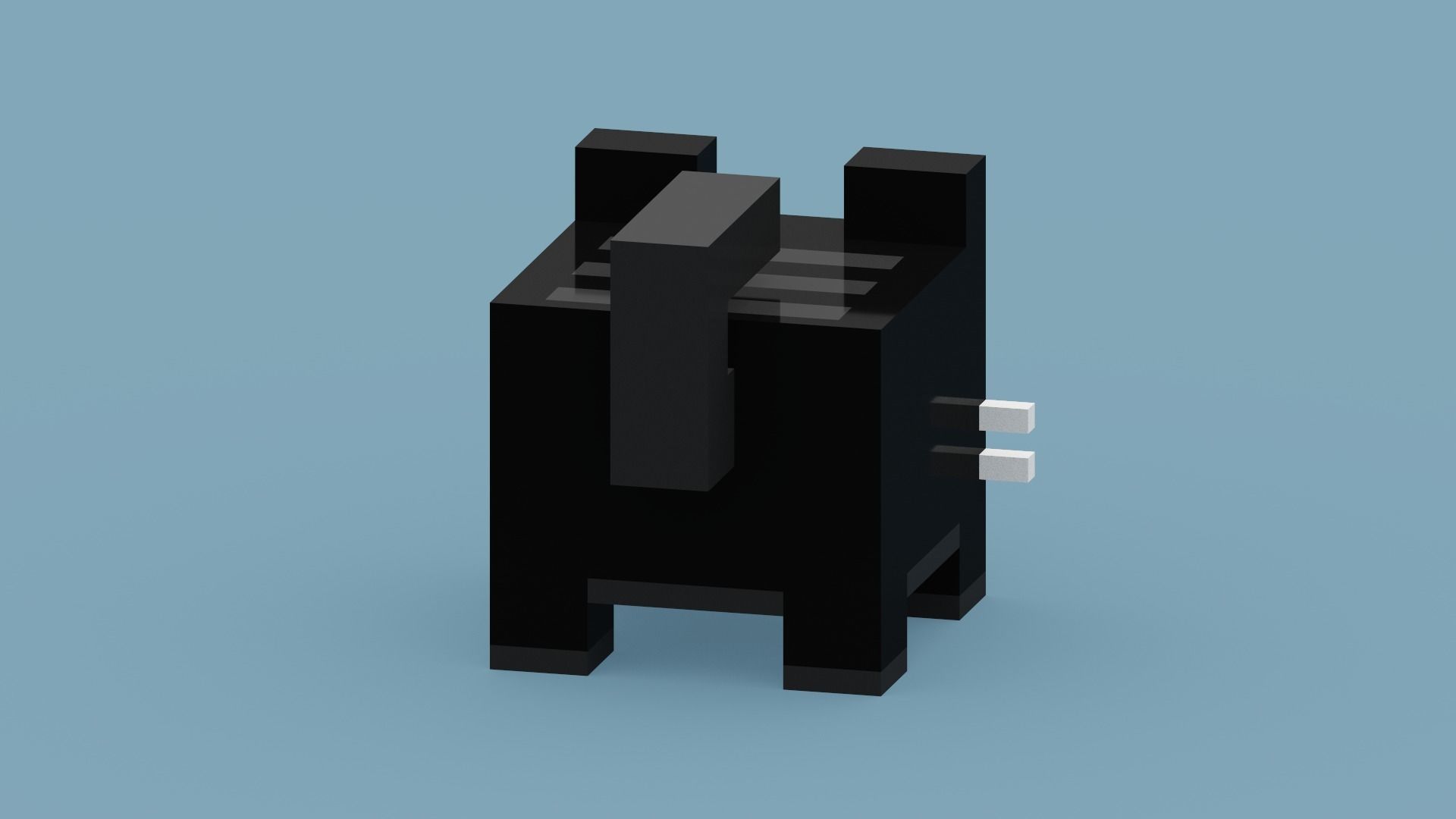 Voxel Black Cat Low-poly 3D model_12