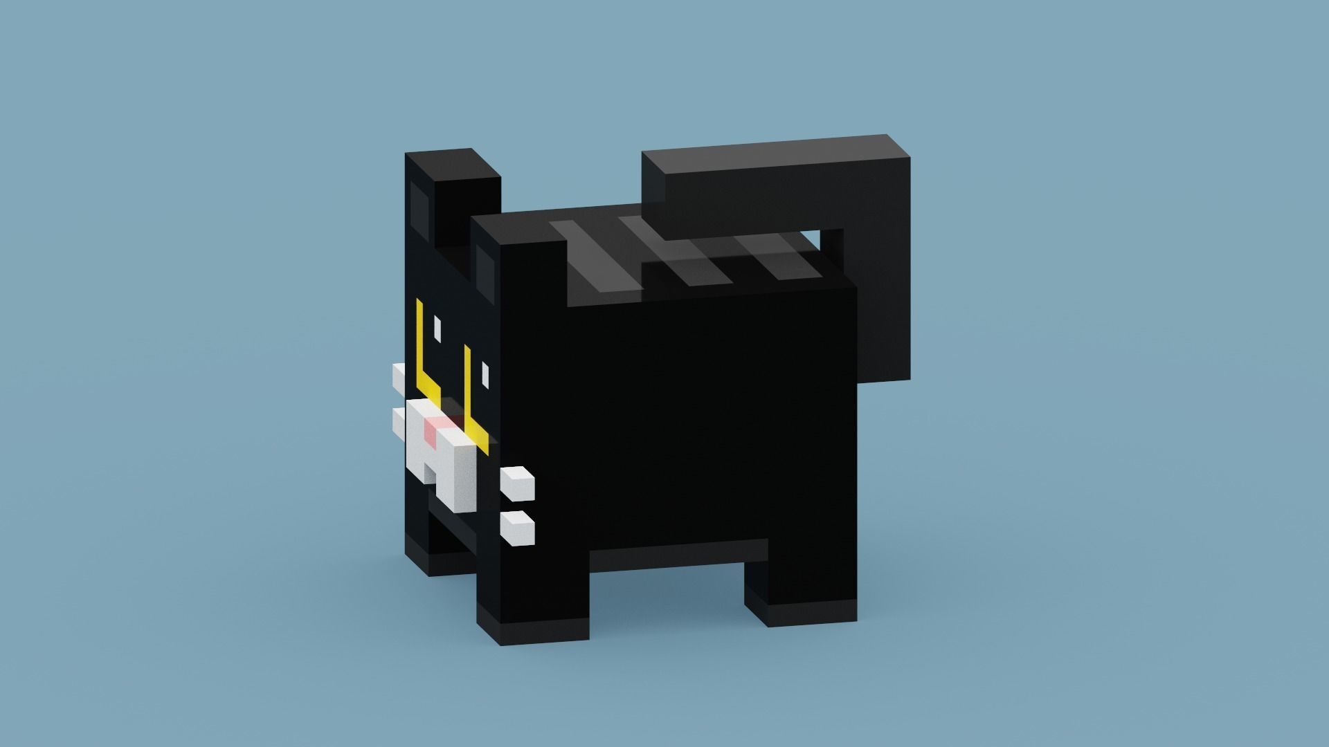 Voxel Black Cat Low-poly 3D model_1