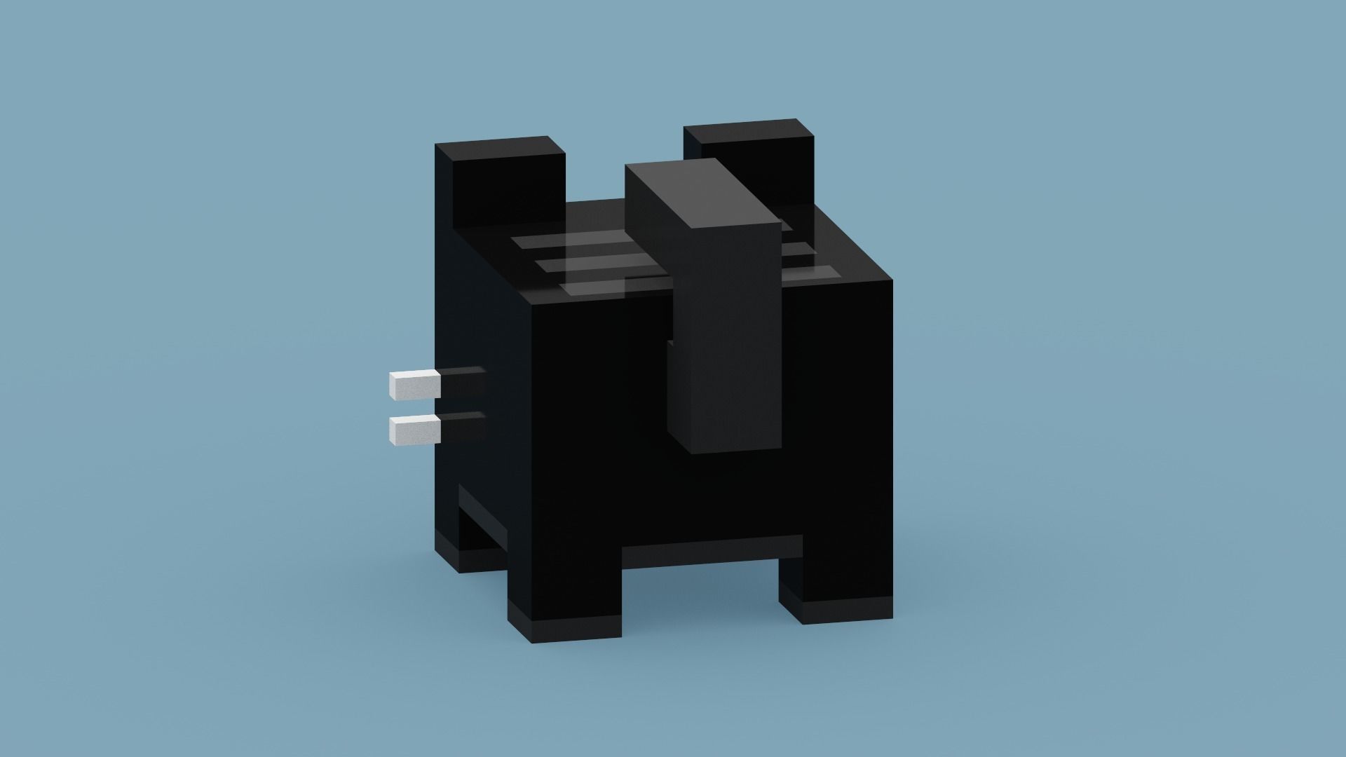 Voxel Black Cat Low-poly 3D model_11